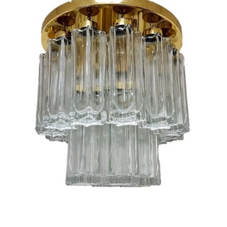 Mid-Century Modern Brass Glass Ceiling Light from Glashütte Limburg, 1980s For Sale