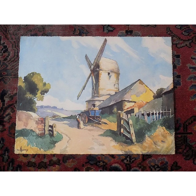 1940s Large Vintage Landscape Lithograph of "The White Mill" in Sandwich, England After Listed British Artist W. Hyams For Sale - Image 5 of 5