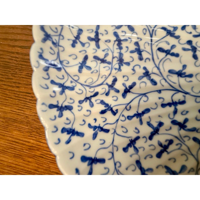 Hand Painted Blue & White Scallop Shell Shaped Porcelain Dish For Sale In Charleston - Image 6 of 10