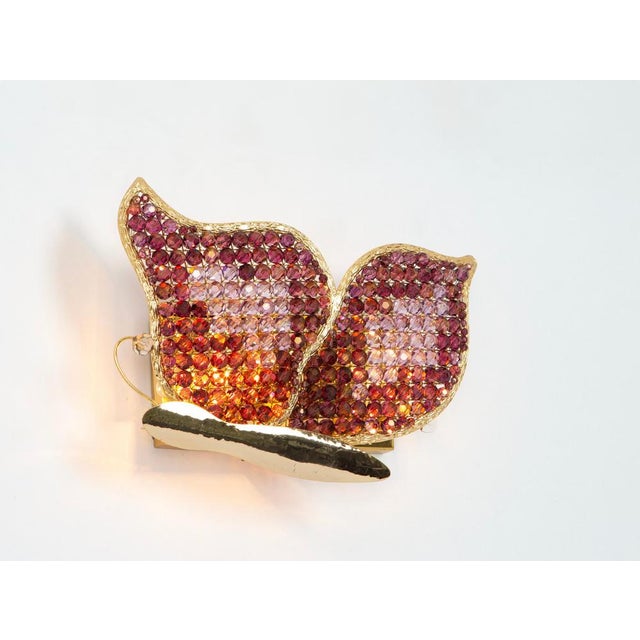 Metal Butterfly Sconce Faceted Crystal Glass from Palwa, 1970s For Sale - Image 7 of 8