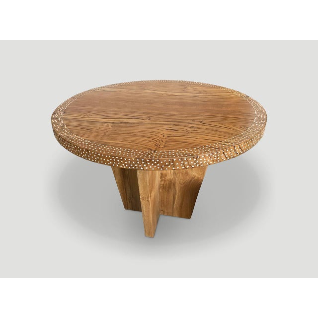 Andrianna Shamaris Round Shell Inlaid Dining Table or Entrance Table For Sale - Image 16 of 18
