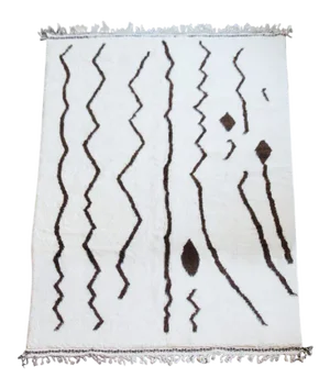 Brown and White Contemporary Moroccan Wool Rug - 6′3″ × 8′9″