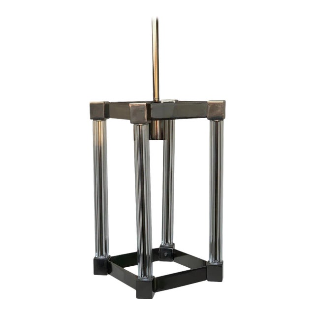 Chrome & Glass Pendant Light For Sale