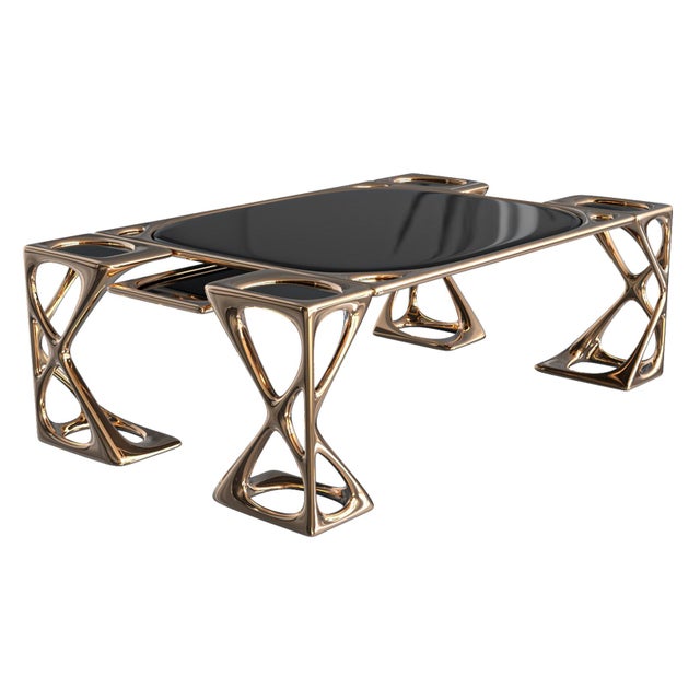 "Inizio" Coffee Table With Bronze and Stainless Steel, Handcrafted For Sale - Image 4 of 10