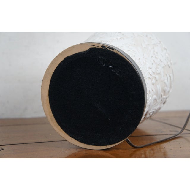 1972 Chapman Chinoiserie White Porcelain Floral Bird Relief Table Lamp For Sale - Image 12 of 12