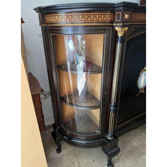 Black Antique Victorian Style Partial Ebonized Inlaid Wood Side Cabinet For Sale - Image 8 of 12