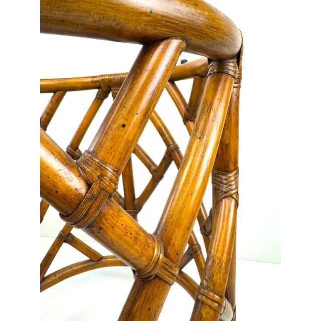 1960s McGuire Style Rattan Side Table Base With Geometric Lattice Frame For Sale In Little Rock - Image 6 of 10