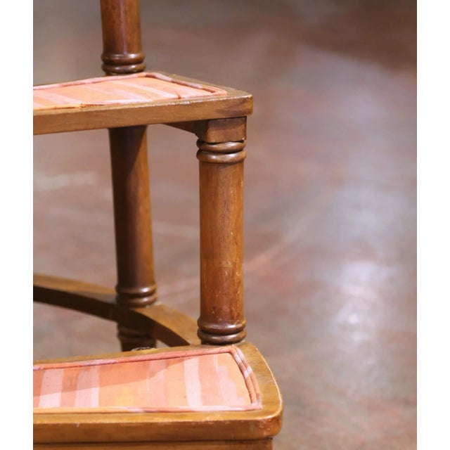 Wood Mid-Century French Louis XIII Walnut Spiral Four-Step Library Ladder For Sale - Image 7 of 10