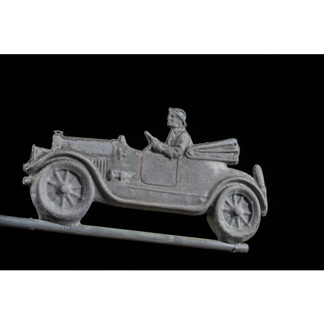 Gray Early 20th Century Sheet Metal Cupola With Automobile Weathervane For Sale - Image 8 of 15