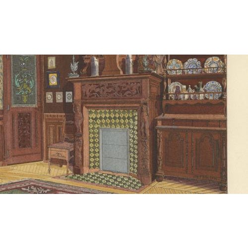 French Art Nouveau Interior Study with Delft Faience Collection, 1900 For Sale - Image 6 of 10