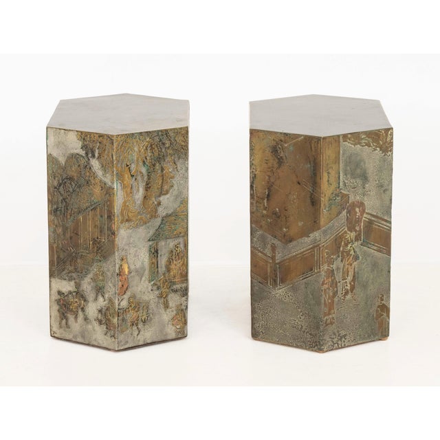 Bronze Philip & Kelvin LaVerne "Chan" Side Tables, Pair For Sale - Image 8 of 14