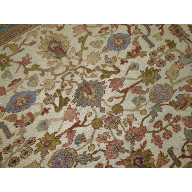 Beautiful Ivory Sky Blue Antique Persian Mahal Carpet For Sale - Image 4 of 6
