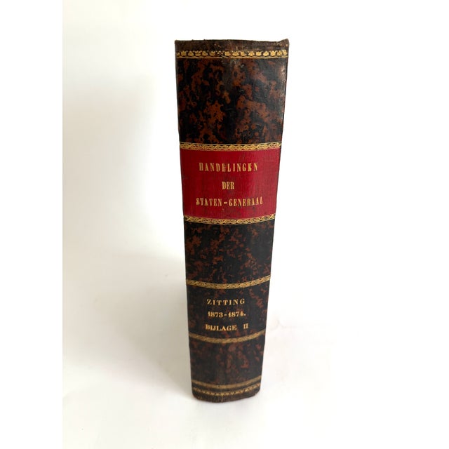 Traditional 1873 Dutch Leather Bound Reference Book Oversized For Sale - Image 3 of 5
