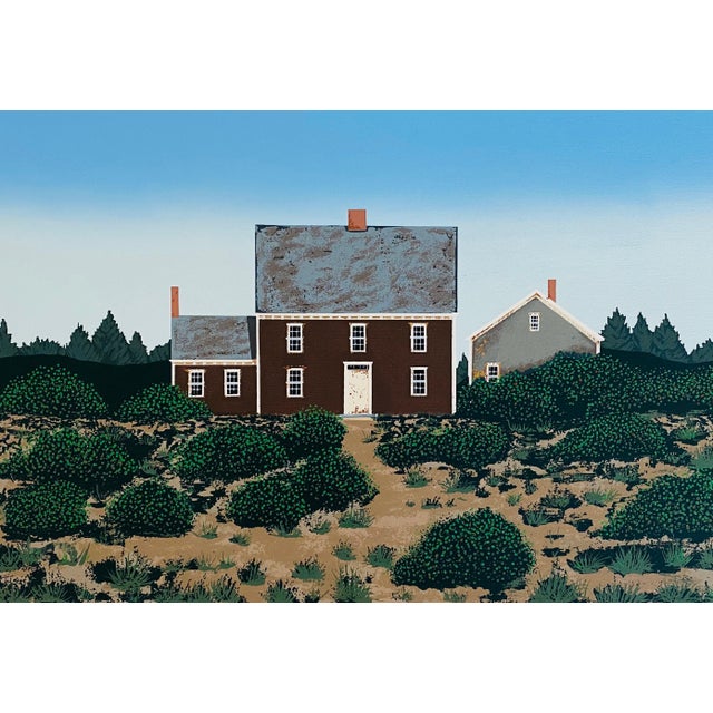 Folk Art Ted Jeremenko, Large Silkscreen Serigraph of A House in Dunes, Americana Folk Art, c.1985 For Sale - Image 3 of 8