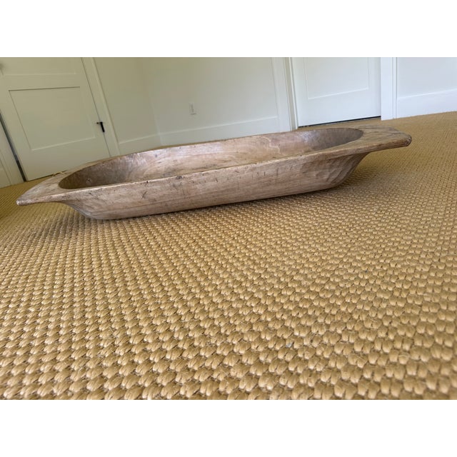 Rustic European French Antique XL Wood Carved Dough Bowl , Trough or Tray For Sale - Image 3 of 11