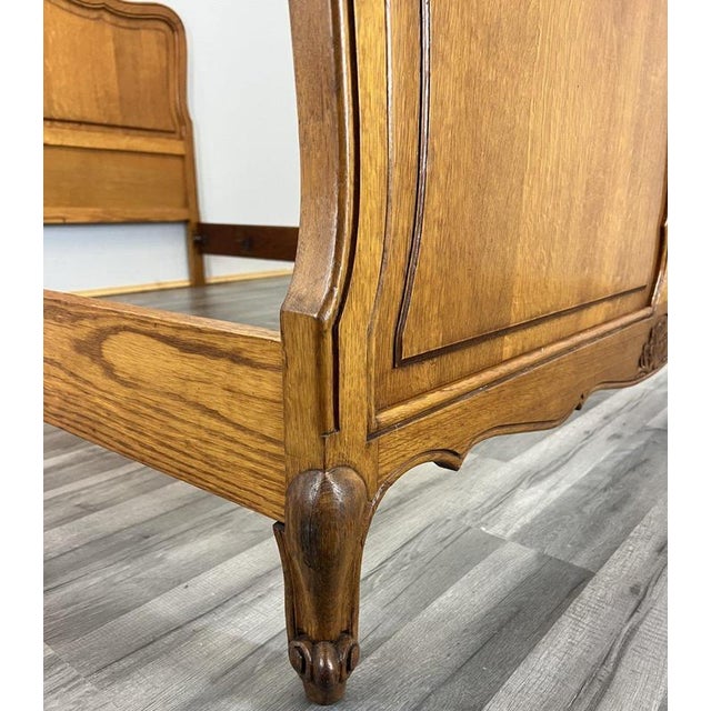 Vintage French Louis XVI Double Bed Frame in Oak For Sale - Image 11 of 13