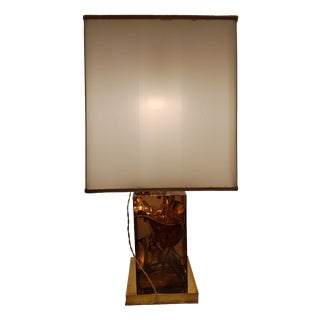 Large Table Lamp in Fractal Resin and Brass, Italy, 1970s For Sale