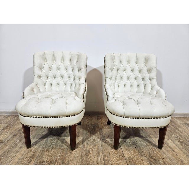 Wood Chesterfield Armchairs, England, 1960s, Set of 2 For Sale - Image 7 of 16