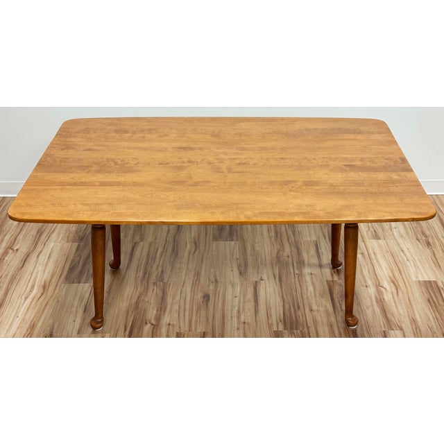 Vintage Solid Wood Ethan Allen Drop Leaf Harvest Table For Sale In Kansas City - Image 6 of 16