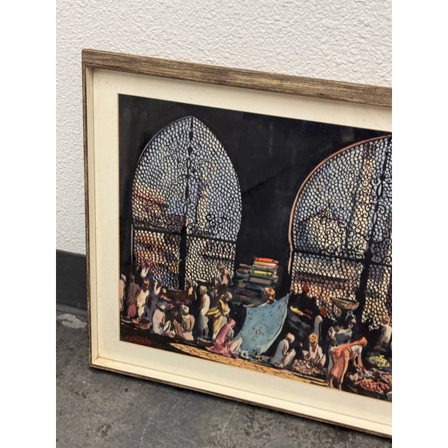 G. D. Thyaga Raj Market Scene, Agra Original Painting, Circa 1968 For Sale - Image 12 of 12