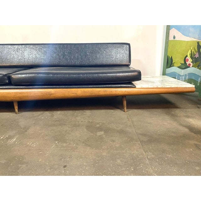 1960s Adrian Pearsall Attributed Daybed in Walnut With Carrera Marble Endtables For Sale - Image 4 of 16