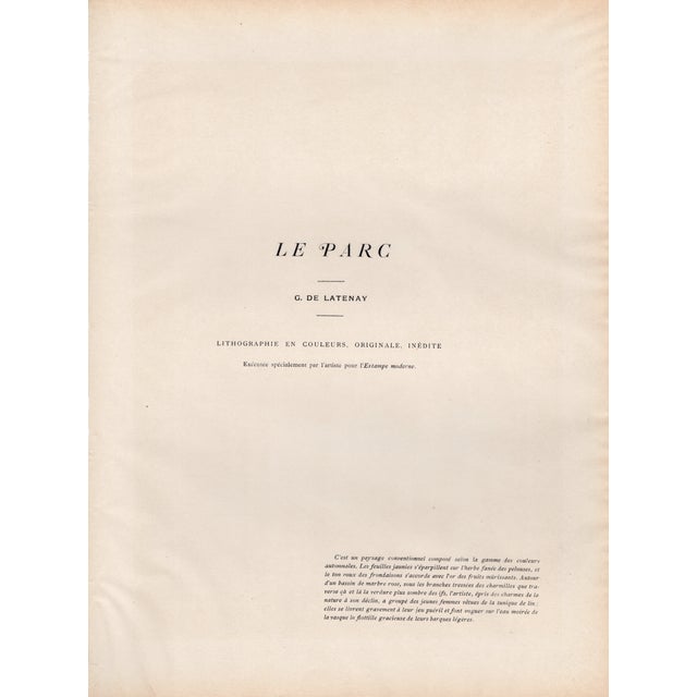 Paper Gaston de Latenay, Le Parc, 1897, Lithograph on Paper For Sale - Image 7 of 10