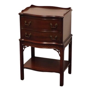 Vintage Wabash Solid Mahogany Traditional Chippendale Style 19" Two Drawer Nightstand 611 For Sale