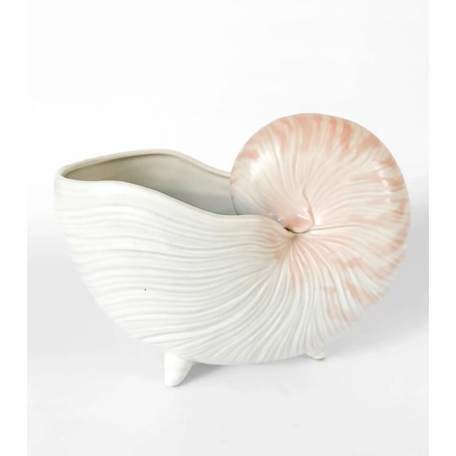 Vintage Fitz & Floyd Pink Footed Nautilus Shell Planter 10" For Sale In Tampa - Image 6 of 8