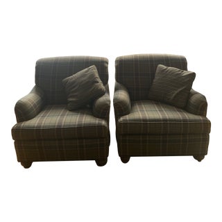 Ethan Allen Club Accent Chairs & Pillows - a Pair For Sale