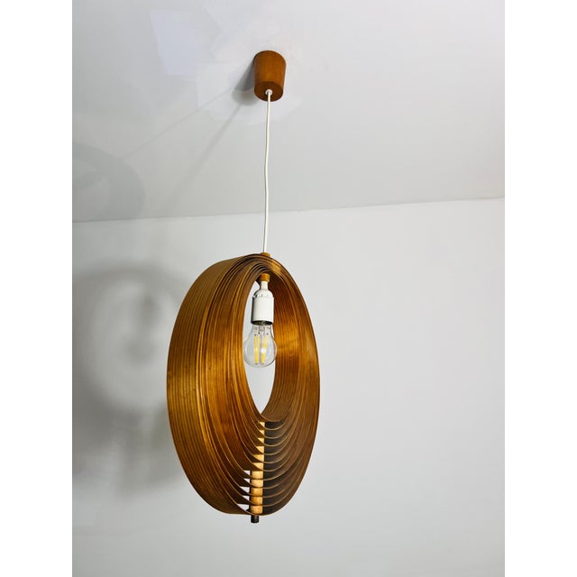 Mid-Century Wooden Pendant Lamp by Hans-Agne Jakobsson, Sweden, 1960s For Sale - Image 10 of 12