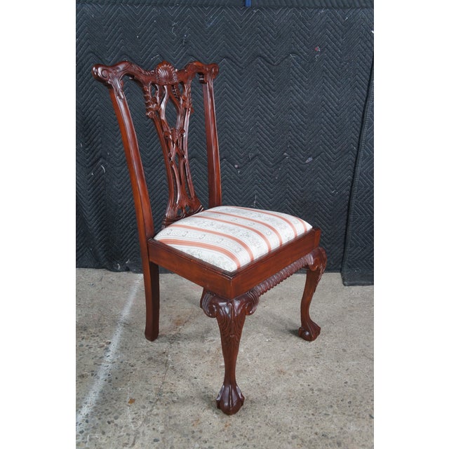 Brown Late 20th Century English Chippendale Style Carved Mahogany Ball & Claw Dining Chairs- Set of 10 For Sale - Image 8 of 12