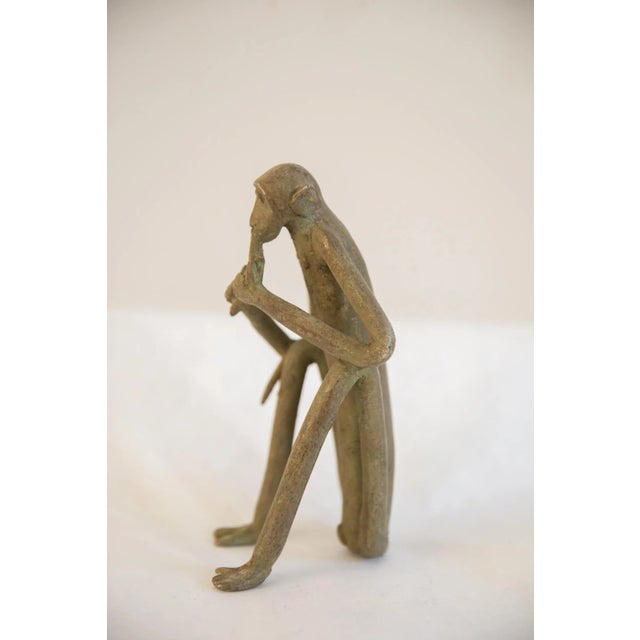 Metal Vintage African Sitting Monkey Eating Banana Sculpture For Sale - Image 7 of 8