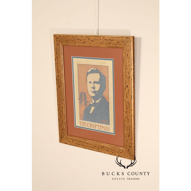 Double Matted Wood Framed Lithograph of Gustav Stickley Portrait For Sale - Image 17 of 18