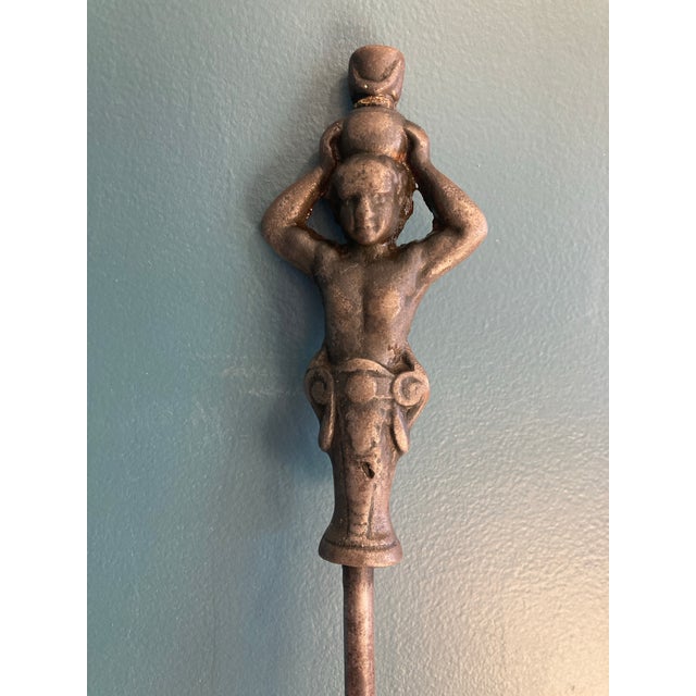 American Antique Figural Man With Pot on Head Fireplace Poker, Cast Iron For Sale - Image 3 of 9