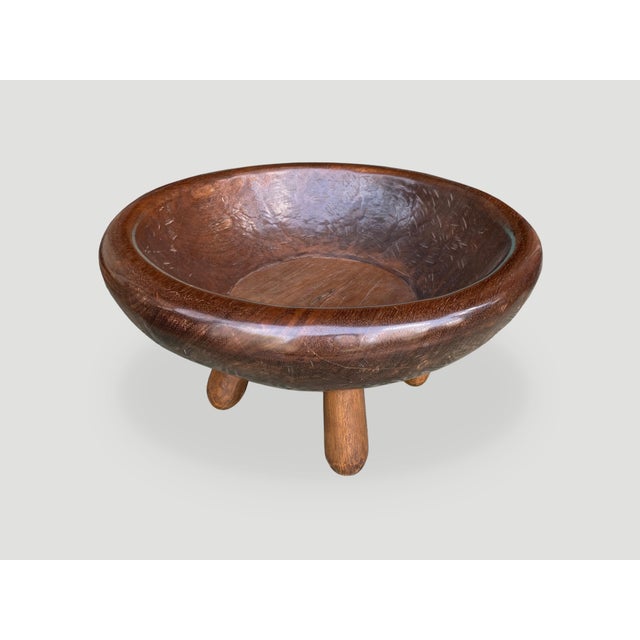2010s Andrianna Shamaris Midcentury Couture Oversized Merbau Wood Container For Sale - Image 5 of 5