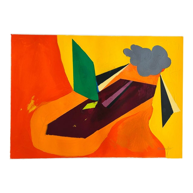 Original Abstract Painting in Gouache by Erik Sulander on Paper For Sale