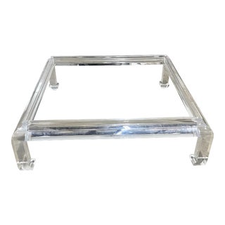 Baker Furniture Imperial Acrylic Square Cocktail Table For Sale