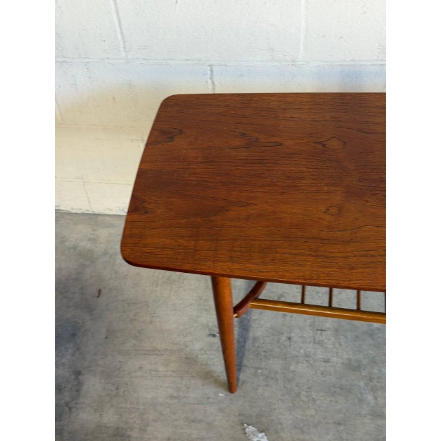 1960s Teak Coffee Table With Slatted Lower Shelf and Tapered Legs Denmark 1960s For Sale - Image 5 of 9