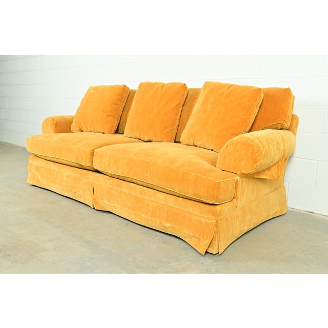 Contemporary Baker Furniture Contemporary Yellow Velvet Upholstered Sofa For Sale - Image 3 of 12