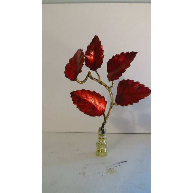 Vintage Italian Gold and Red Tole Leaf Lamp Finial by C. Damien Fox For Sale In Houston - Image 6 of 6