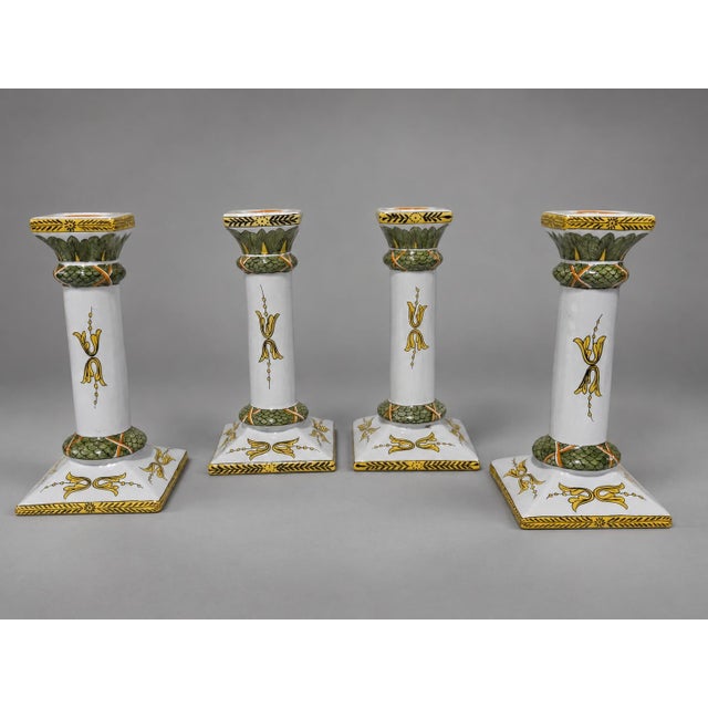 Mid 20th Century Set of Four Lord & Taylor French Faience Napoleonic Style Eagle Candlesticks For Sale - Image 5 of 9