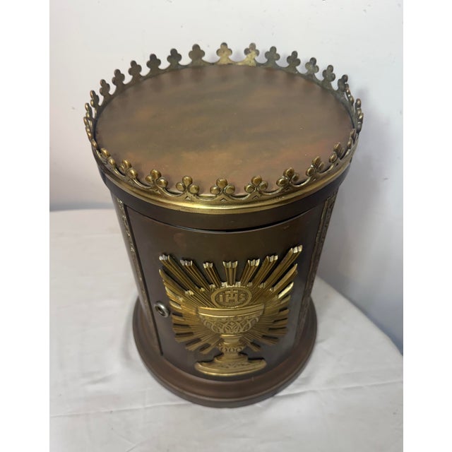 1930s Large Antique Bronze Religious Catholic Church Altar Tabernacle Offering Box For Sale - Image 5 of 14