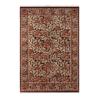 1990's Honey Suckle Pak-Persian Black/Tan Wool Rug - 6'2'' X 9'1'' For Sale