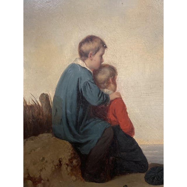 Unknown, Two Children, 1800s, Oil on Wooden Panel, Framed For Sale - Image 3 of 11