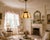 A charming antique ceiling light (shade only, needs wiring) crafted from richly variegated slag glass in soft shades of...