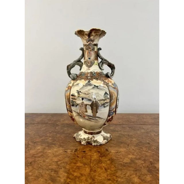 Japanese Hand Painted Satsuma Vase, 1900s For Sale - Image 4 of 9