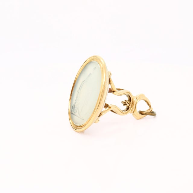 Late 19th Century Antique Georgian Hope Allegory 14k Gold & Agate Carved Intaglio Watch Fob Seal For Sale - Image 5 of 14