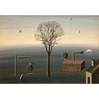 Maris Bishofs, Latvian Israeli Surreal Gouache Illustration Art Painting Tel Aviv, 1979 For Sale