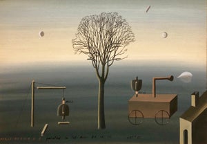 Maris Bishofs, Latvian Israeli Surreal Gouache Illustration Art Painting Tel Aviv, 1979