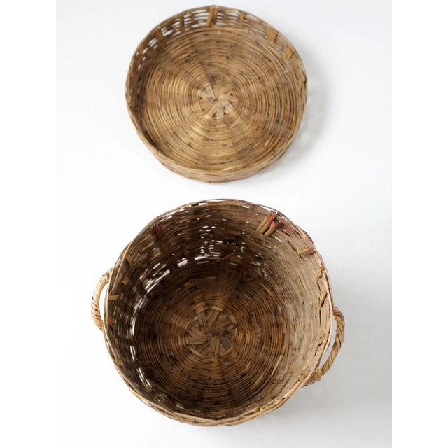 Farmhouse Vintage Lidded Storage Basket For Sale - Image 3 of 12